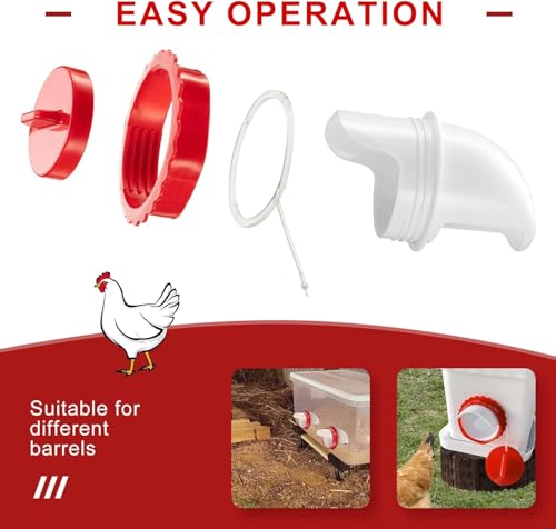 Chicken Feeder Port Kit –6 Pack Automatic Poultry Feeder Cups for Buckets & Bins, No Waste Rainproof DIY Chicken Feeders for Hens, Ducks & Other Poultry - size: 6-Pack