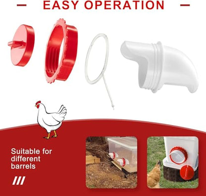 Chicken Feeder Port Kit –6 Pack Automatic Poultry Feeder Cups for Buckets & Bins, No Waste Rainproof DIY Chicken Feeders for Hens, Ducks & Other Poultry - size: 6-Pack