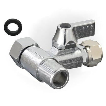 Brass 3/8" Comp x 1/4" Tee Angle Ball Valve | Water supply adapter for water purifiers, reverse osmosis filters, coffee makers & ice makers. - style: M3/8 * F3/8 to 1/4 Tube