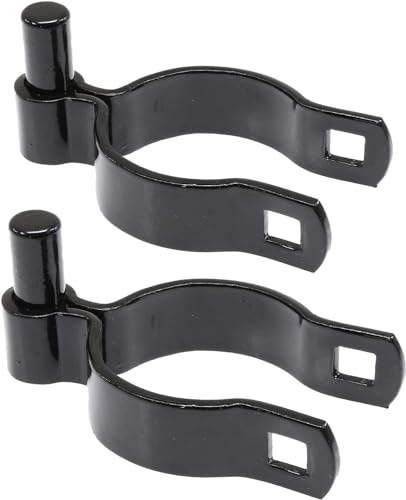 Chain Link Gate Post Hinge - Heavy Duty Pressed Steel - Includes Carriage Bolts & Nuts (Black Coated Steel, 1-7/8") - color: Black Coated Steel, size: 1-7/8"