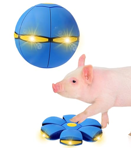 Pig Toy - Toy for Pigs, Interactive Pig Flying Saucer Disc Ball Toys with 6 Lights for Mini Pigs, Enrichment Play for Pet Pigs Supplies Enjoyment and Fun - color: Blue
