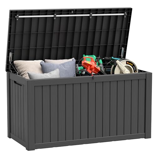 Oudoor Storage Deck Boxes Waterproof, Waterproof and UV Resistant Outdoor Storage Box Lockable Lid for Delivery Box, Indoor, Garden Tools, Pool Supplies, Patio (Black, 180 Gallon) - color: Striped Black, size: 180 Gallon