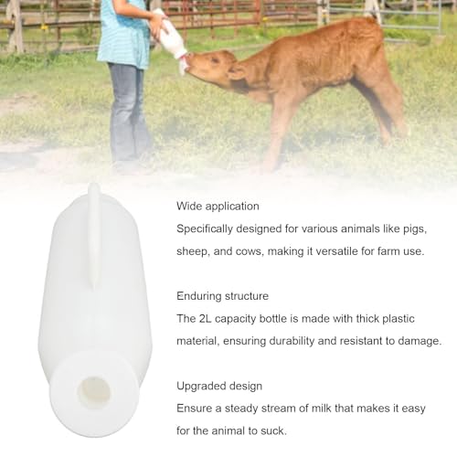Thickened Calves Nursing Bottle, 2L Animal Feeding Bottle Leakproof Lamp Milk Feeder for Farm, Specifically Engineered for Livestock Farms User Friendly