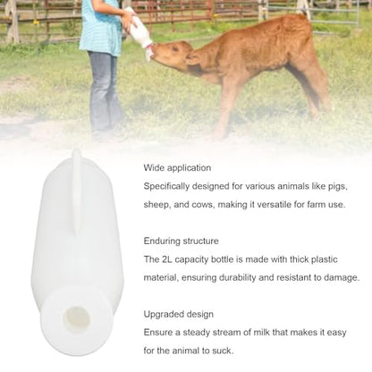 Thickened Calves Nursing Bottle, 2L Animal Feeding Bottle Leakproof Lamp Milk Feeder for Farm, Specifically Engineered for Livestock Farms User Friendly