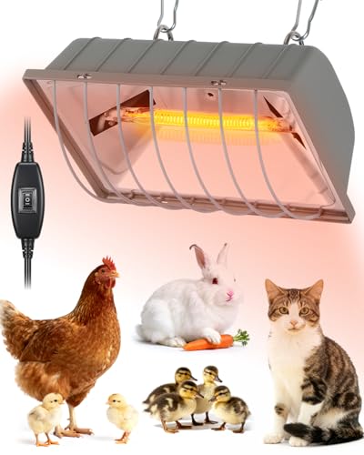 300W Dual-Mode Heat Lamp for Chickens - Long-Lasting Chicken Coop Heater & Chick Brooder Kit Companion, Safe Design with 7.87ft Cord for Poultry, Ducks, and Other Livestock - size: 300W-7.8"x 5.5"x 3.9"