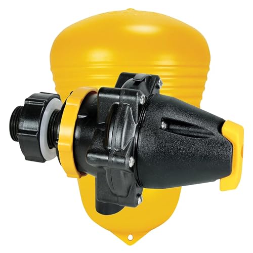Jobe Valves J-MFV0100DLT Megaflow Trough Valve 1" NPT, 200 L/Min High Flow, 150 PSI, Detachable Base with Long Tail, Float Operated Water Valve for Livestock Troughs & Tanks, Yellow/Black
