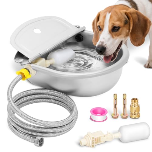 Automatic Animal Drinking Water Bowl with Float Valve, Extended Pipe, Stainless Steel Waterer Feeder Farm Dog Dispenser Kit Self Filling for Livestock Horse Goat Water Trough - size: 3L - 71" Hose
