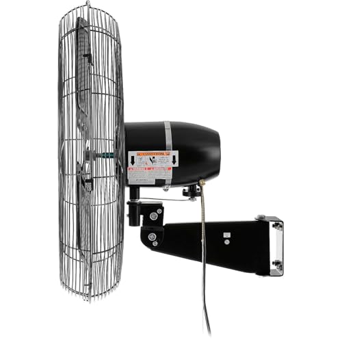 Global Industrial 24" Outdoor-Rated Oscillating Wall-Mount Fan, 2 Speeds, 7700 CFM, 3/10 HP, Black Powder Coat Finish, For Commercial & Industrial Use