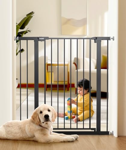 36" Extra Tall Baby Gate for Stairs, 29.5-40.5" Wide Dog Gate for Doorways, Walk Thru Auto Close Metal Pet Gate for The House, Stairs and Doorways, Child Gate Pressure Mounted Dog Gate Indoor - Black - color: Black, size: 29.5-40.5"W x 36"H