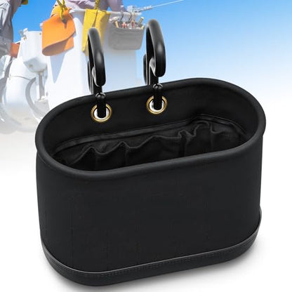 Vesici 1 Set Black Canvas Bucket Bag Including Hooks Aerial Oval Lineman Tool Bucket with Black Polypropylene Bottom 15 Pockets Tool Organizer for Industrial Maintenance Construction Sites - color: Black