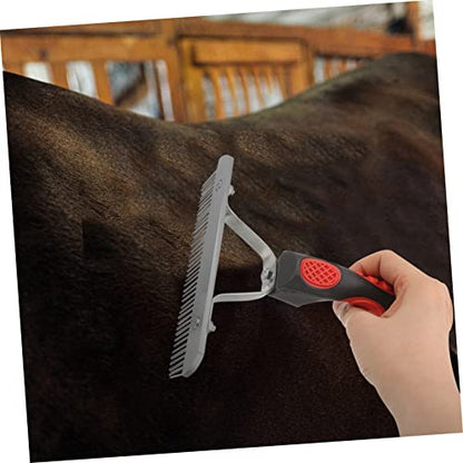 Toddmomy Horse Hair Grooming Comb with Rubber Handle Durable Metal Teeth for Pet and Horse Fur Cleaning Comfortable Non Slip Grip Rake for Large Animals