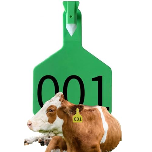Z Tags One-Piece Cattle Ear Tags TPU Blank Livestock Animal Identification with Professional Animal Ear tag applicator for Cattle,Sheep Goat, Pig Green 150-200 - color: Green, size: 150-200
