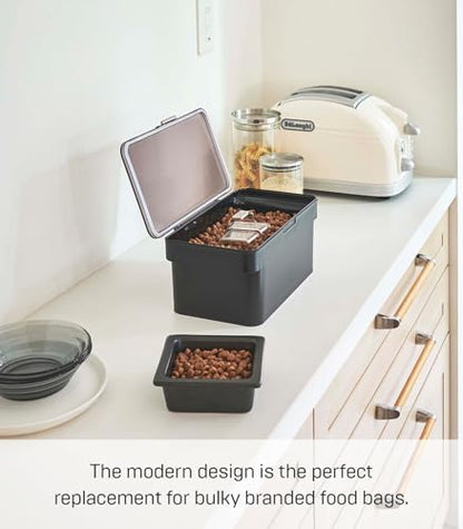 YAMAZAKI Home Tower Airtight Pet Food Storage Container - Cat And Dog Food Holder Bin With Transparent Lid And Handle - Small - Polypropylene - 0.8 Gallons, 3 Liters - color: Black, size: Small