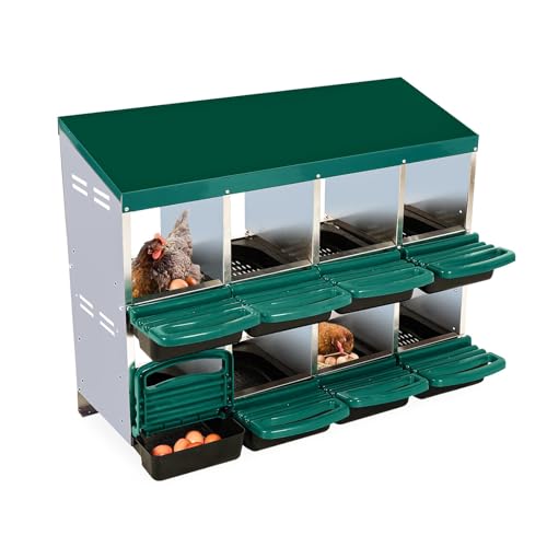 Chicken Nesting Box, 8 Compartment Roll Away Nesting Box for Eggs, Chicken Laying Box with Egg Collection, Cleanable Pull Out Hen Roosting Boxes ﻿