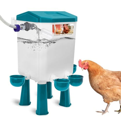 Lilyang Automatic Chicken Waterer| Float-Control Auto Waterer, Hanging/Standing Design, Connect to 3/4'' Faucet & Hose, Effortless Hydration Solution for Backyard Coop & Small Farm (Blue) - color: Blue