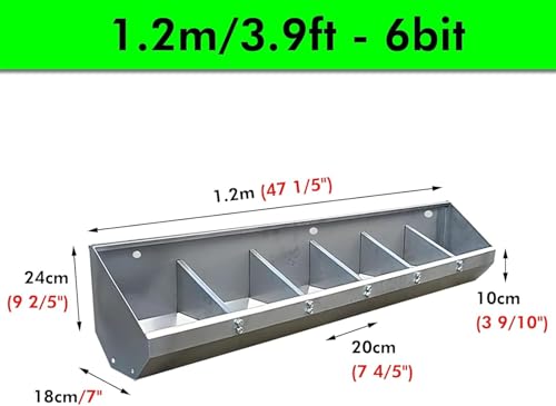 REMYS Portable Livestock Feeding & Watering Supplies, Stainless Steel Pig Food Trough for 5 6 8 10 Bit Piglet, Patio Sheds Pen Farms Pasture Pigs Feeder Hold Hay Feeds(1.2m/3.9ft 6bit) - size: 1.2m/3.9ft 6bit