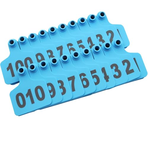 Livestock Identification Numbered Ear Tags for Goats Pigs Hogs Cows Cattle Calf Farm Blue Tags PE Cattle Ear Tags Pack of 100 Blue 401-500 - color: Blue, size: 401-500