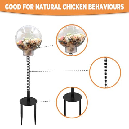Oooct 2 Pack Chicken Pecking Toys with Swing Feeder, Coop Slow Feeder Toy for Chickens, Chicks, Ducks, Hens, Parrots & Poultry Enrichment - size: 2 Pack