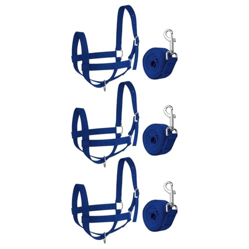 Cattle Halter Cow Halter with Leading Rope Adjustable Nylon Cattle Calf Bull Bridle for Showing Donkey for Gentle Control Calves During Grooming - color: Medium