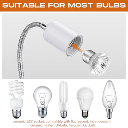 3 Set Reptile Heat Lamp UVA/UVB Turtle Heat Lamp Holder Fixture Clamp Basking Spot Adjustable 50w Full Spectrum Sun Sunbathe Bulb for Turtle Lizard Bearded Dragon Snake Aquarium Amphibian(White) - color: White