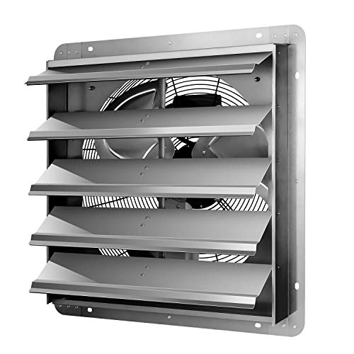 iPower 24 Inch Wall Mounted Shutter Exhaust Fan, Aluminum, 1400 RPM, 4016 CFM, for Attic, Garage, Louvered Vent, Plant, Greenhouse, Silver - size: 24 Inch, style: Exhaust Fan