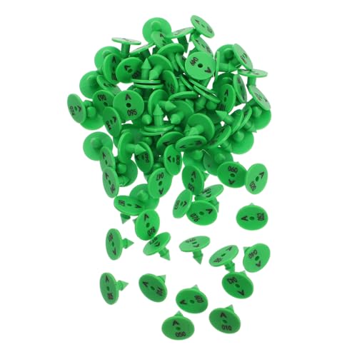 VANZACK 100pcs Rabbit Ear Tags for Animal Identification Decorative Numbers for Rabbits and Dogs Sturdy Ear Marking Tool for Farm Management - color: Green