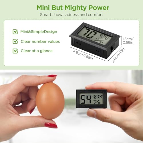 12 Pack Mini Hygrometer Digital Electronic Temperature Humidity Meters Gauge Indoor Thermometer Hygrometer LCD Display Fahrenheit (℉) for Guitar Case,Greenhouse, Garden, Cellar, Closet (Black) - color: Black