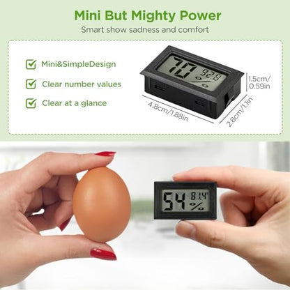 12 Pack Mini Hygrometer Digital Electronic Temperature Humidity Meters Gauge Indoor Thermometer Hygrometer LCD Display Fahrenheit (℉) for Guitar Case,Greenhouse, Garden, Cellar, Closet (Black) - color: Black