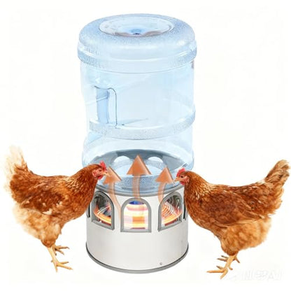 Chicken Water Heater 5 Gallon, Heated Water Bowl for Chickens, 110V Thermostatic Control Heating Pet Water Bowl w/Bucket, Heated Chicken Waterer, Chicken Coop Accessories in Winter
