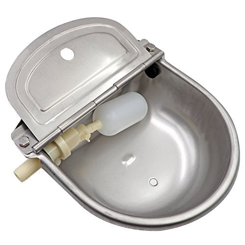 Livestock Water Trough Stainless Steel Automatic Waterer Bowl | Wall Mounted, with Float Valve and Drain Plug, Automatic Dog Water Bowl Outdoor, Suitable for Dogs Chickens Goat Pig Horse