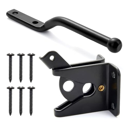 Small Black Gate Latch, Self-Locking Gravity Latch for Metal Gates & Wooden Fences, Heavy Duty Outdoor Fence Lock with Latch Lock, Easy Install Hardware for Garden, Yard, Pet Gate - size: Lightweight door