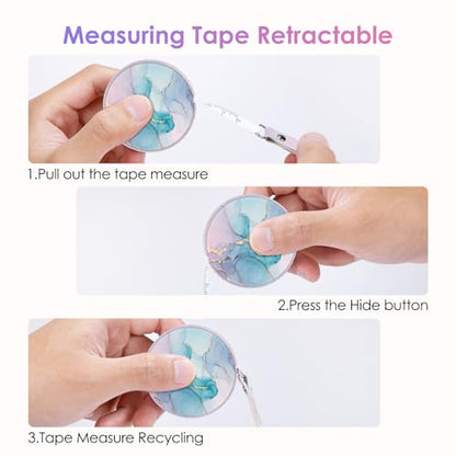 Sewing Tape Measure，Colour Printed Small Retractable Soft Measuring Tape for Tailor Cloth Fabric Body Measurements. - color: Green Marble