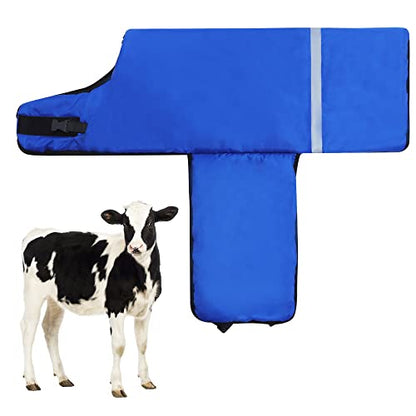 Pro Calf Blanket, Calf Warm Clothes Calf Saver Coat Blanket for Keep Cow Warmming Thickened Belly Protection Windproof Livestock Protector (Two Pieces of Blue) - color: Two pieces of Blue