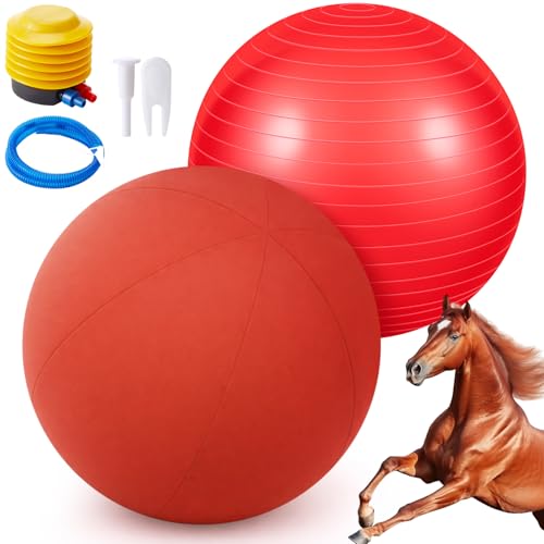 48 Inch Giant Herding Ball with Cover Anti Burst Ball Please Watch VCR for How to Inflation Large Horse Toys for Horse Stable Entertainment Play, Pump Included(Red) - color: Red