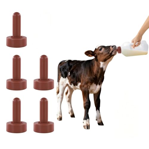 5-Pack of Anti-bite Calf Nipples, Silicone Replacement Nipples, Suitable for Calf Milk Bottles, Tear-Resistant Livestock Feeding Supplies, high-Strength Leak-Proof Calf Nipples, Dairy Farm Equipment.