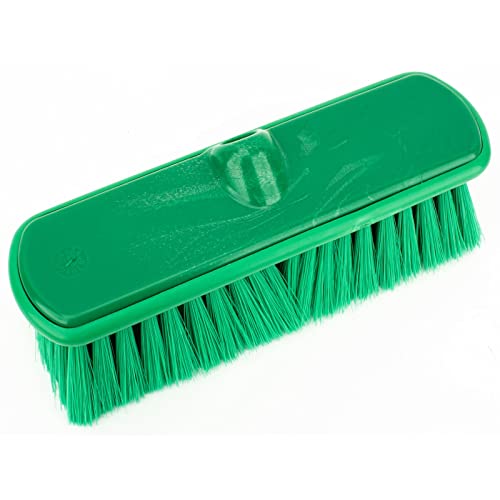SPARTA Flo-Thru Heavy-Duty Deck Scrub Brush Nylon Bristled, Boat and Floor Scrub Broom with Protective Bumper for Floors and Large Equipment, Plastic, 9.5 Inches, Green - color: Green