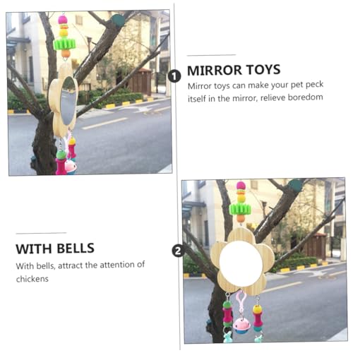 Totority Creative Hen Hanging Mirror Toy Wooden Rooster Mirror Pendants for Chickens Promotes Intellectual Development and Fun Playtime Design for Healthy Growth