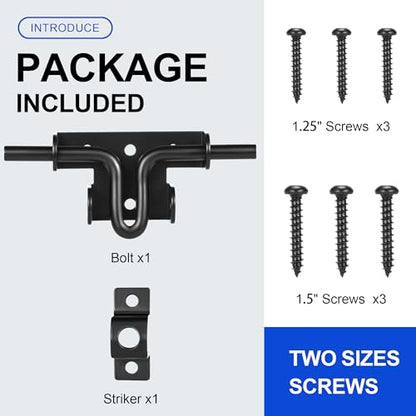 Slide Bolt Gate Latch with Padlock Hole, Heavy Duty Fence Slide Latches Outdoor Doors for Wooden Fence, Shed Door, Vinyl Door - size: 1 Pack