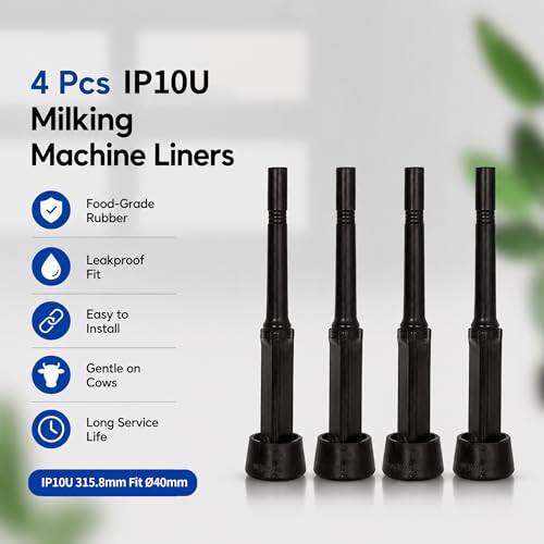 4 Pcs Triangular Milking Machine Liners 315.8mm, Aftermarket Replacement Compatible with Milkrite IP10U, Black Food-Grade Rubber Triangle Teat Cup Liners, Fit Ø40mm Cup Shell for Dairy and Livestock - size: IP10U Triangular 315.8mm Fit Ø40mm