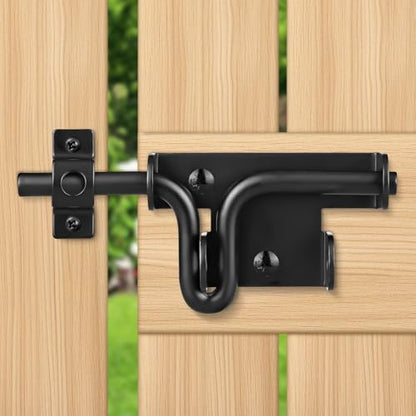 Heavy Duty Slide Bolt Gate Latch with Padlock Hole - Universal Security Lock for Wooden Fence, Metal Gate, Shed Door, Yard Barn, Vinyl Sliding Door - Out/Indoor Waterproof Door Latch, Black - size: 1 Pack