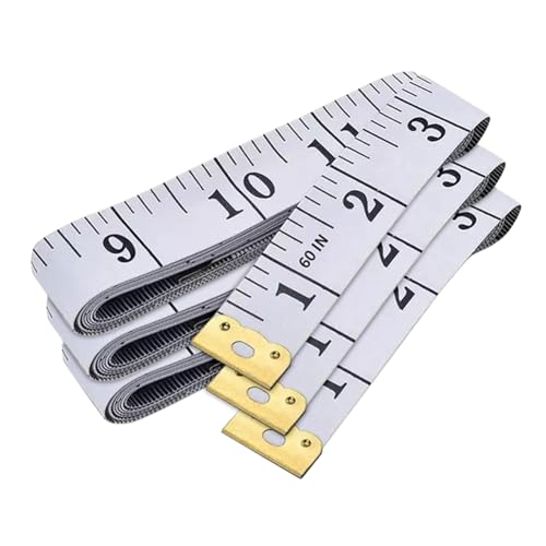 3-Pack Tape Measure Body Double Scale Soft Measuring Tape 60inch (150cm), Flexible Sewing Cloth Craft Fabric Ruler for Body Measurements & Weight Loss, Accurate & Easy to Read Large Clearly Numbers - color: White