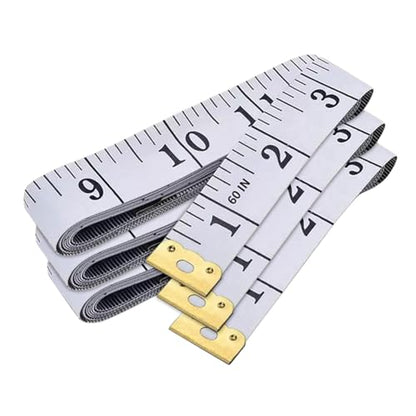 3-Pack Tape Measure Body Double Scale Soft Measuring Tape 60inch (150cm), Flexible Sewing Cloth Craft Fabric Ruler for Body Measurements & Weight Loss, Accurate & Easy to Read Large Clearly Numbers - color: White