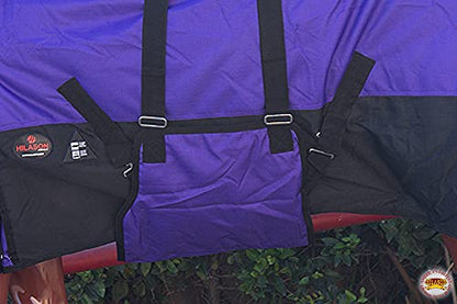 HILASON 1200D Winter Waterproof Poly Horse Turnout Blanket Belly Wrap Purple | 66 in - color: Purple Black, size: 66 In