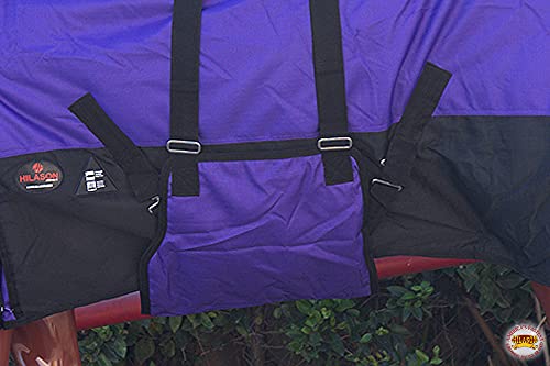 HILASON 1200D Winter Waterproof Poly Horse Turnout Blanket Belly Wrap Purple | 76 in - color: Purple Black, size: 76 In