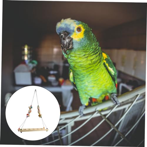 Sosoport Chicken Ladder Swing Perch Wood Stand Toy for Parrots and Birds Natural Wood Construction Rattan Balls Promotes Balance and Exercise for Chickens and Parrots