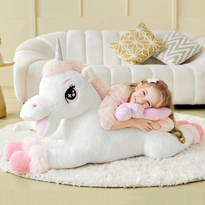 IKASA Giant Unicorn Stuffed Animal Plush Toy,Big Large Jumbo Soft Toys,43" Cute Huge Size Fluffy Plushy Fat Plushie,Gifts for Kids - style: Unicorn