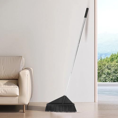 Long Handle Stiff Bristle Broom Heavy Duty Scrub Broom with Sturdy Black Bristles Large Sweeper for Garage Garden Patio and Warehouse Use Style
