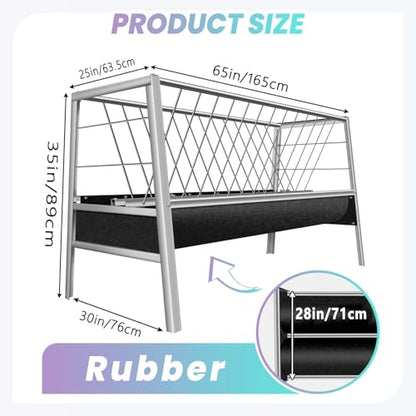 5 Ft Long Goat Hay Feeder, 88 Gallon Feeding Tray for Livestock Feeder, 2 in 1 Hay Feeder for Goats, Feeding Goats, Sheep and Ponies, for Farms, Sheep Sheds (Rubber)