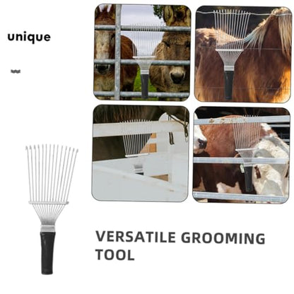 2Pcs Bull Hair Brush Ergonomic Livestock Grooming Rake for Shedding Comfortable Grip Multi Fabric Use for Cashmere and Care and Cattle