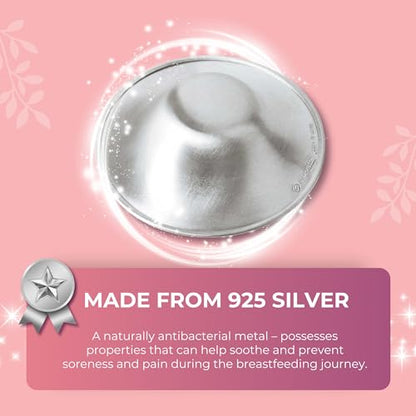 Silverette® The Original Silver Nursing Cups, Nipple Covers for Breastfeeding Essentials, Pure 925 Silver Nipple Shields - color: Small - Regular